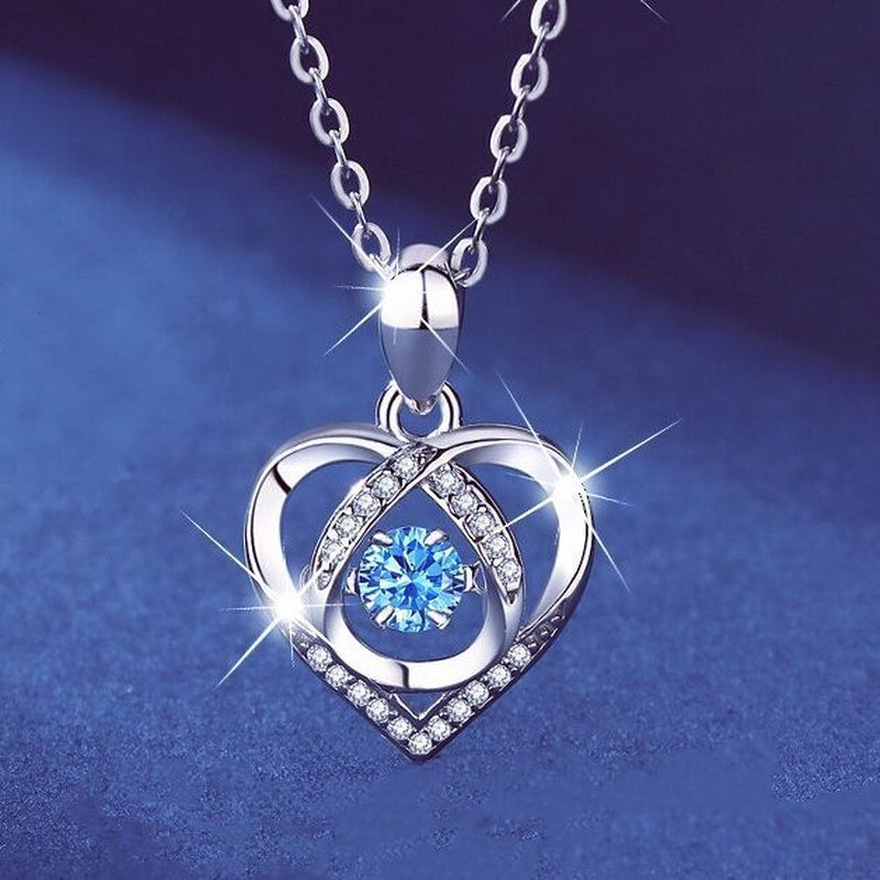 925 Sterling Silver Crystal Heart Pendant Necklace Women Girls Jewellery Gift