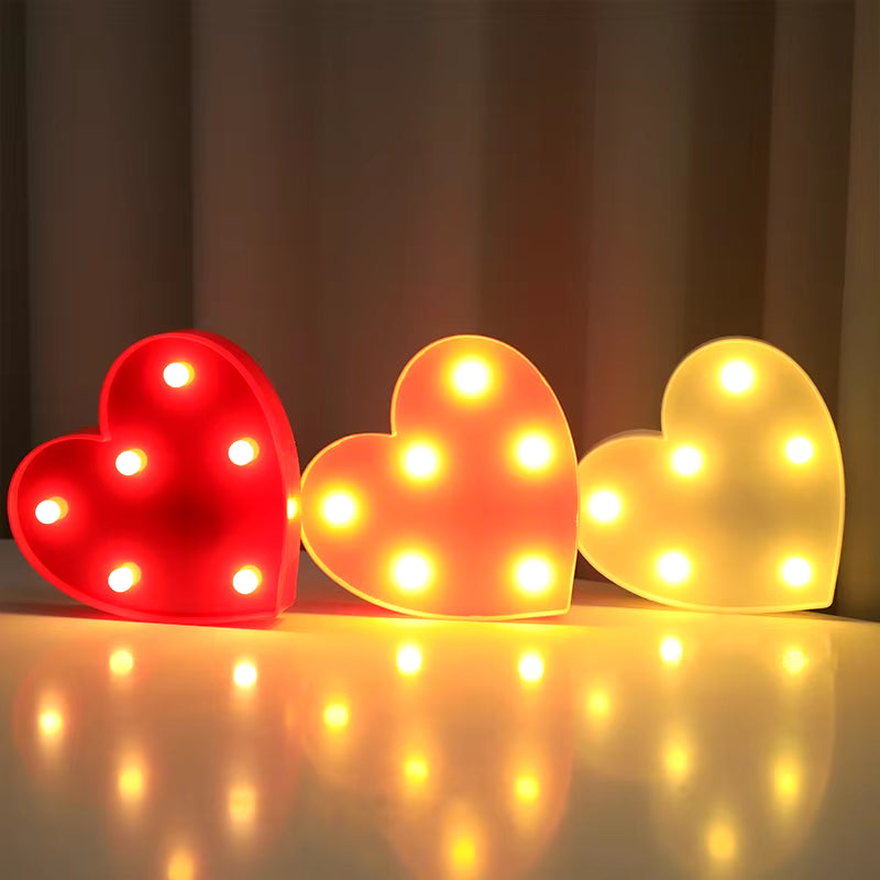 Love Heart LED Lamp Wedding Party Romantic Red Pink Night Light Ornament Birthday Christmas Home Decoration Valentines Day Gift