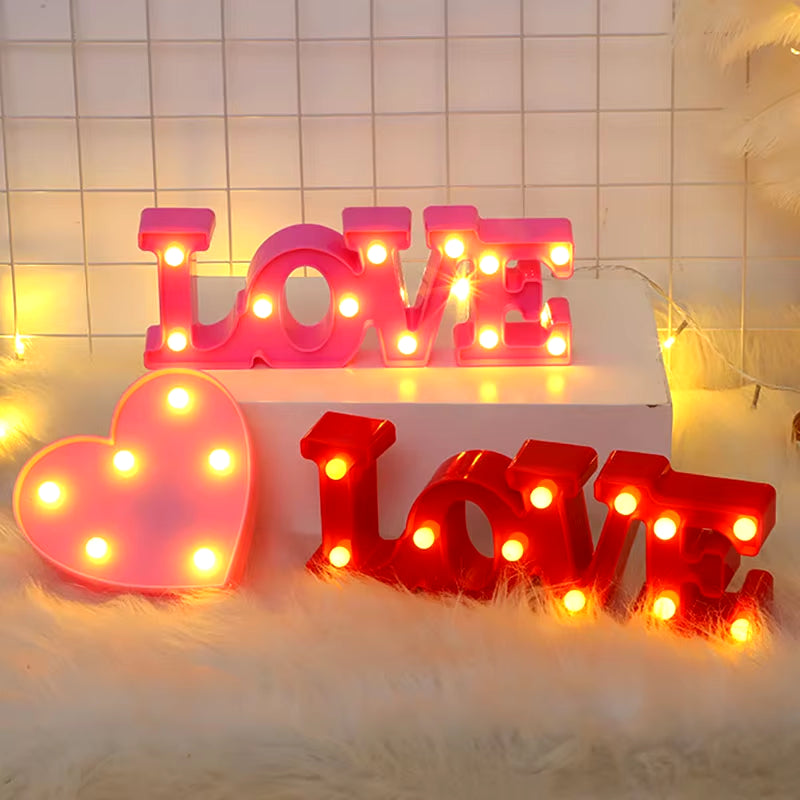 Love Heart LED Lamp Wedding Party Romantic Red Pink Night Light Ornament Birthday Christmas Home Decoration Valentines Day Gift